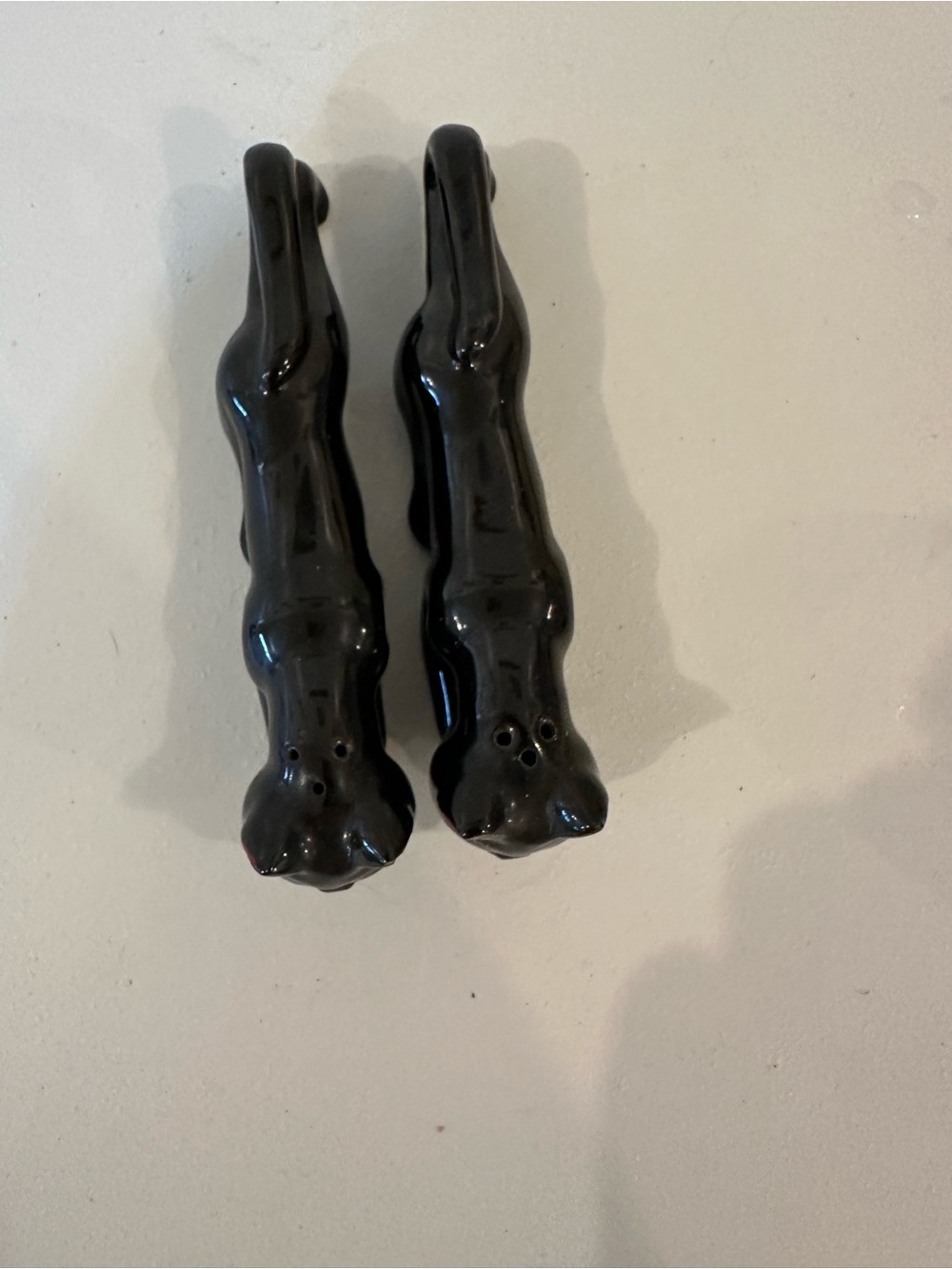 Vintage Black Cat Salt and Pepper Shakers Rhinestone eyes - Picture 2 of 5